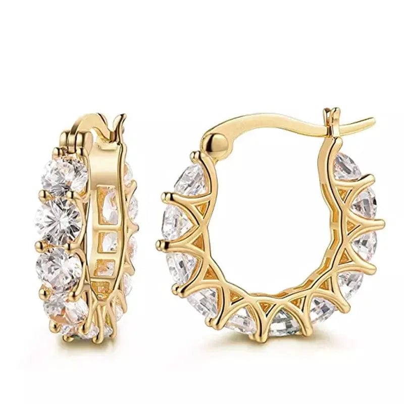 Essentialshouses E806 Full Paved Crystal CZ Hoop Earrings