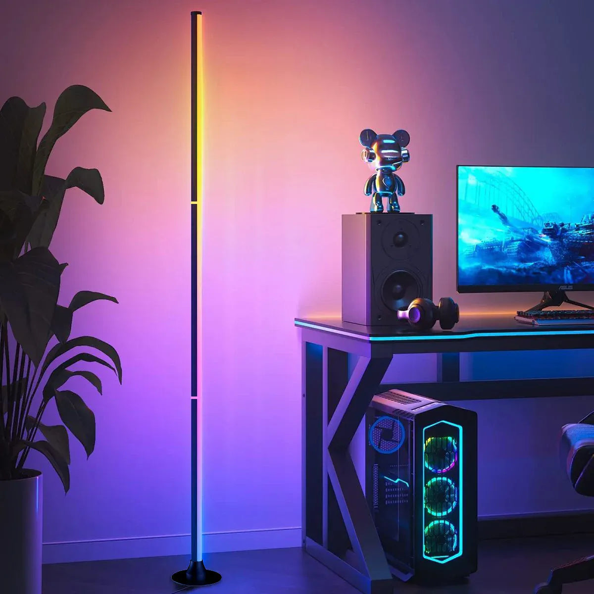 Essentialshouses EISSLOLY 1/2PCS Intelligent RGB Floor Lamp Application Control Music Synchronization Corner Lighting Timer
