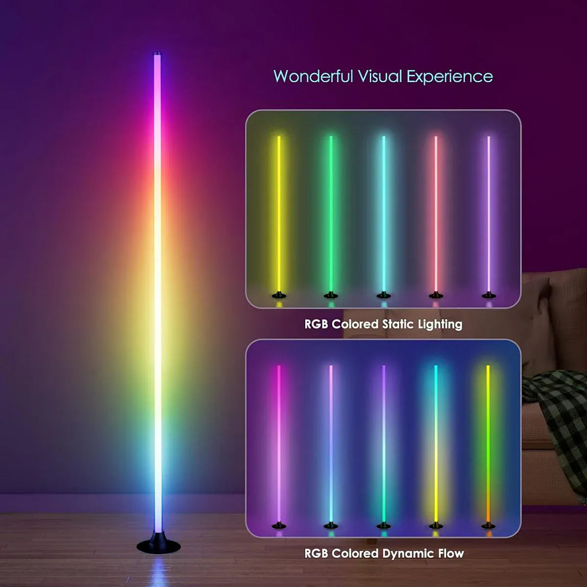 Essentialshouses EISSLOLY 1/2PCS Intelligent RGB Floor Lamp Application Control Music Synchronization Corner Lighting Timer