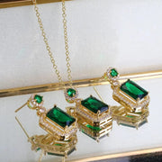 Essentialshouses Emerald 18k Gold Plated Jewelry Sets
