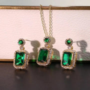 Essentialshouses Emerald 18k Gold Plated Jewelry Sets