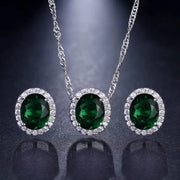 Essentialshouses ET-210 XT-110 green Emerald 18k Gold Plated Jewelry Sets