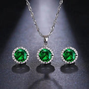 Essentialshouses ET-398 XT-168 green Emerald 18k Gold Plated Jewelry Sets