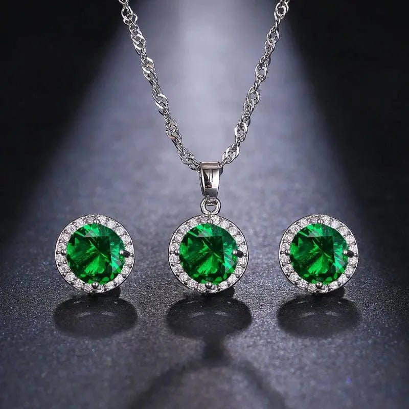 Essentialshouses ET-398 XT-168 green Emerald 18k Gold Plated Jewelry Sets