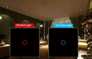 Essentialshouses European AC100-240V Tempered Black White Crystal Glass Touch Switch Panel Wall Light Sensor Button 1/2/3 Gang 10A Interrupt