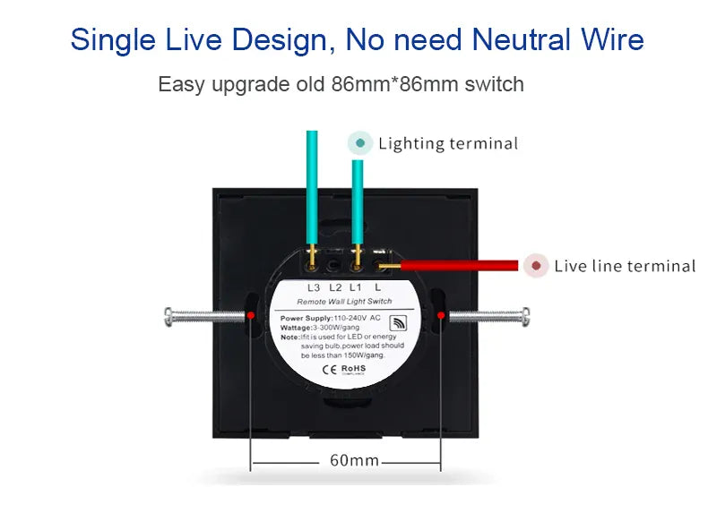 Essentialshouses European AC100-240V Tempered Black White Crystal Glass Touch Switch Panel Wall Light Sensor Button 1/2/3 Gang 10A Interrupt