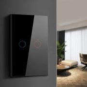 Essentialshouses European AC100-240V Tempered Black White Crystal Glass Touch Switch Panel Wall Light Sensor Button 1/2/3 Gang 10A Interrupt