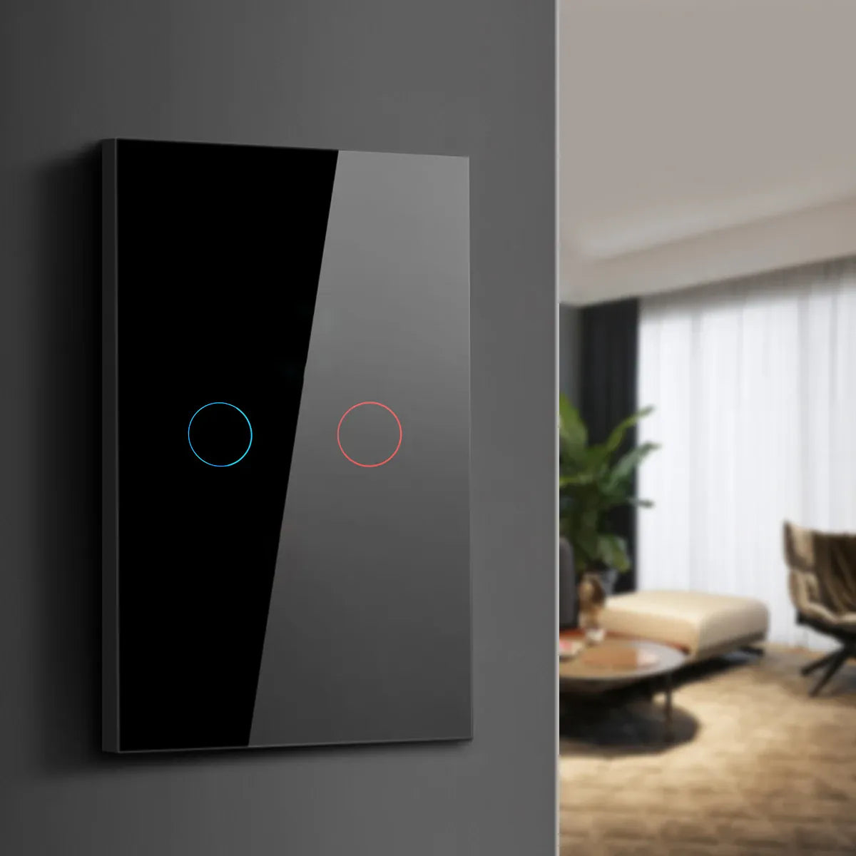 Essentialshouses European AC100-240V Tempered Black White Crystal Glass Touch Switch Panel Wall Light Sensor Button 1/2/3 Gang 10A Interrupt