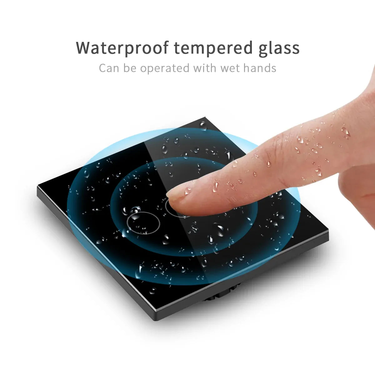 Essentialshouses European AC100-240V Tempered Black White Crystal Glass Touch Switch Panel Wall Light Sensor Button 1/2/3 Gang 10A Interrupt