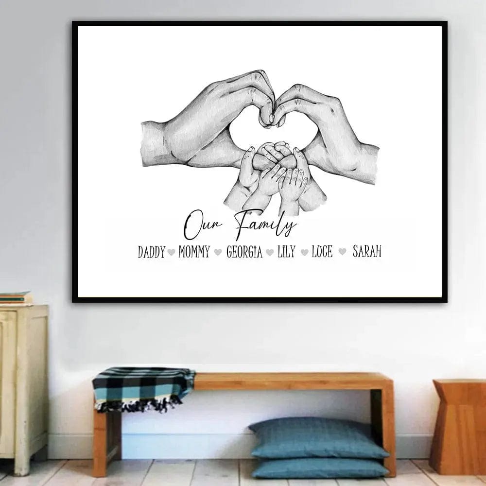 Family Custom Hands Canvas Painting - Essentialshouses