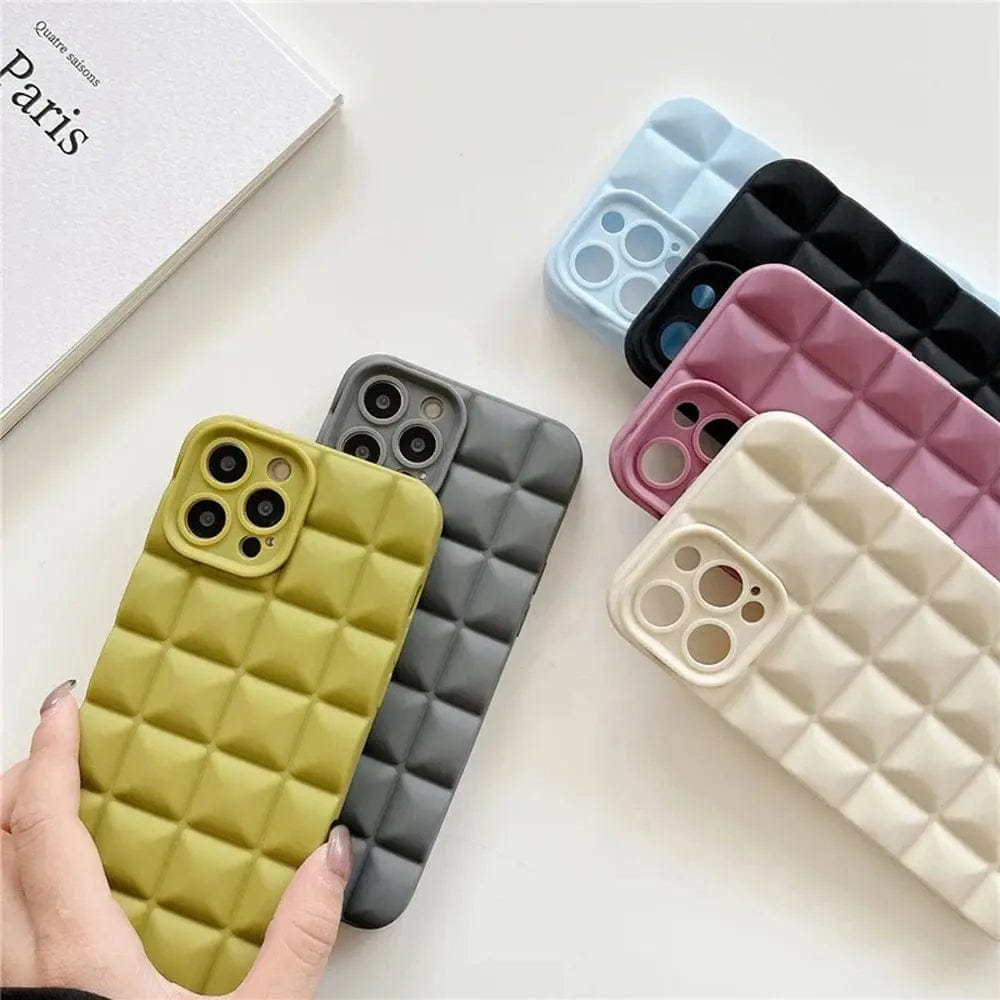 Fashion 3D Grid Matte Phone Case - Essentialshouses