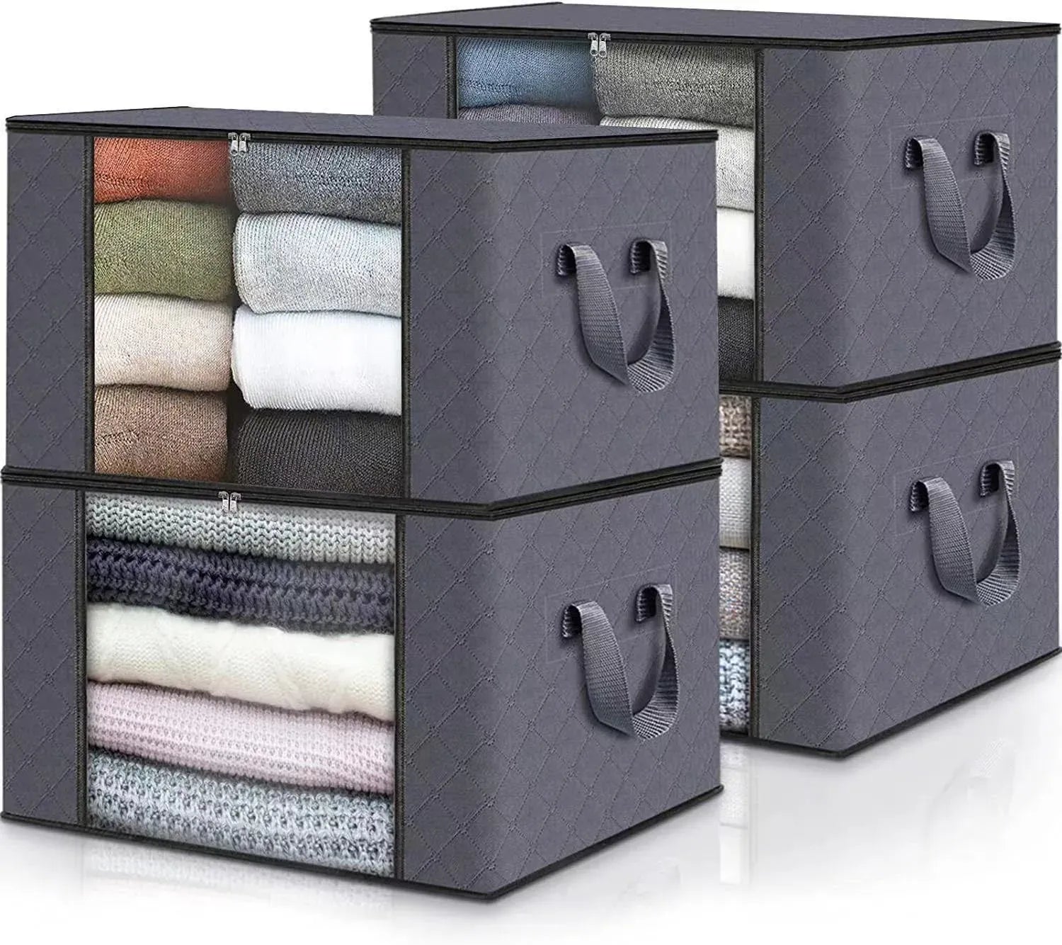 Essentialshouses Foldable Under Bed Storage Containers with Clear Window Underbed Toy Organizers and Clothing Storage Bags Closet Storage Bins