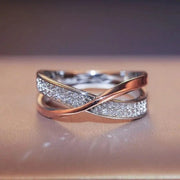 Essentialshouses Fresh Two Tone X Shape Cross Ring