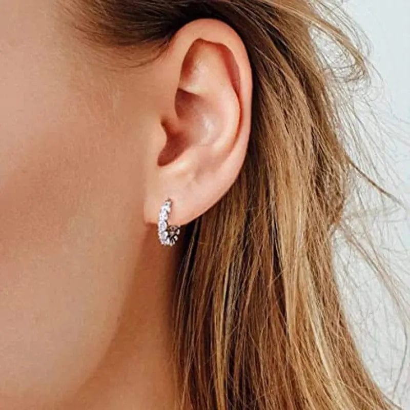 Essentialshouses Full Paved Crystal CZ Hoop Earrings