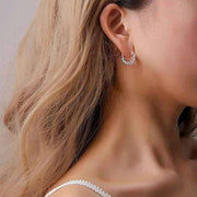Essentialshouses Full Paved Crystal CZ Hoop Earrings