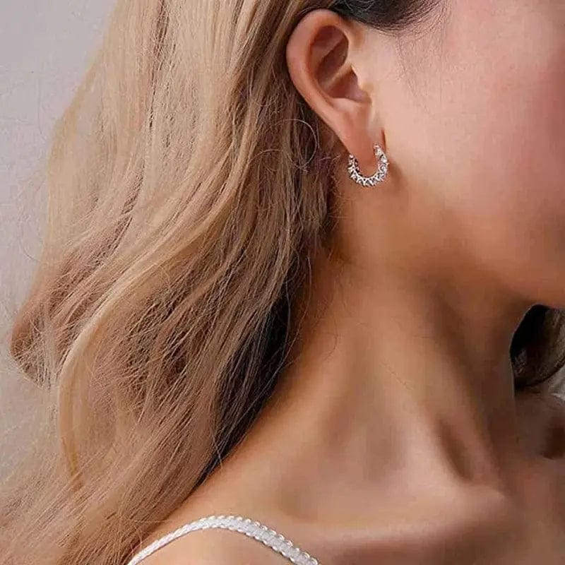 Essentialshouses Full Paved Crystal CZ Hoop Earrings