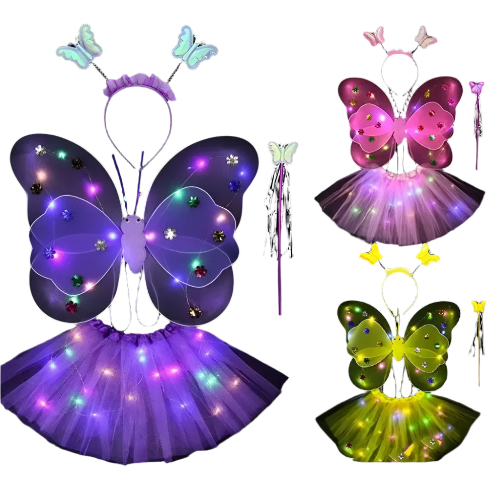 Girls Luminous Angel Wings Skirt Light Suit - Essentialshouses