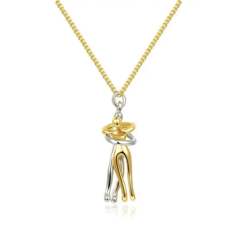 Essentialshouses Gold Silver / L Couple Hugging Pendant Necklace