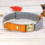 Essentialshouses gray / M Dog Leather Customized ID Collar