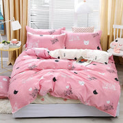 Essentialshouses Gray Pink Bear Pattern Duvet Cover
