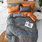 Essentialshouses Gray Pink Bear Pattern Duvet Cover