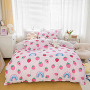 Essentialshouses Gray Pink Bear Pattern Duvet Cover