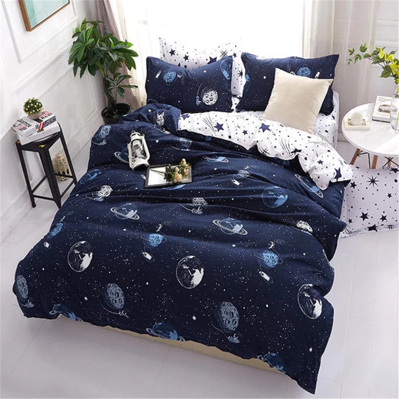 Essentialshouses Gray Pink Bear Pattern Duvet Cover