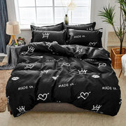 Essentialshouses Gray Pink Bear Pattern Duvet Cover
