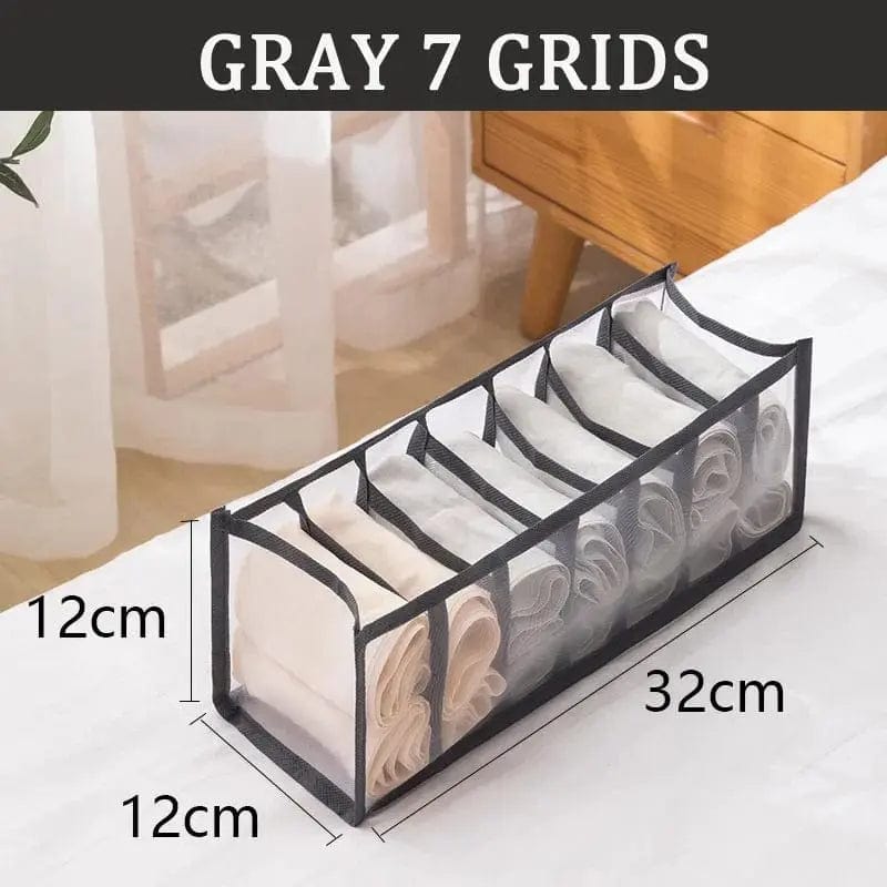 Essentialshouses Gray7grids32X12X12cm 🧺Underwear & Bra Organizer Storage Box – Streamline Your Wardrobe with Elegance
