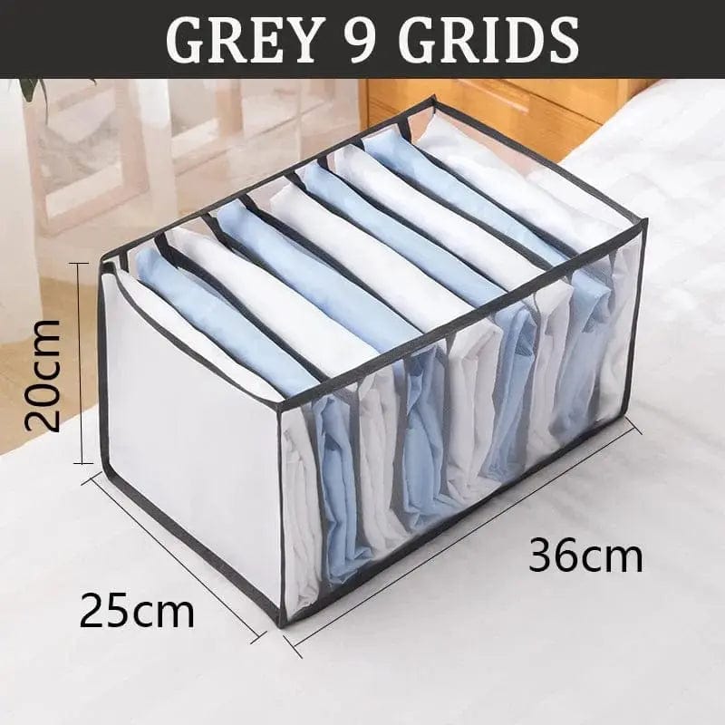 Essentialshouses Gray9grids36X25X20cm 🧺Underwear & Bra Organizer Storage Box – Streamline Your Wardrobe with Elegance
