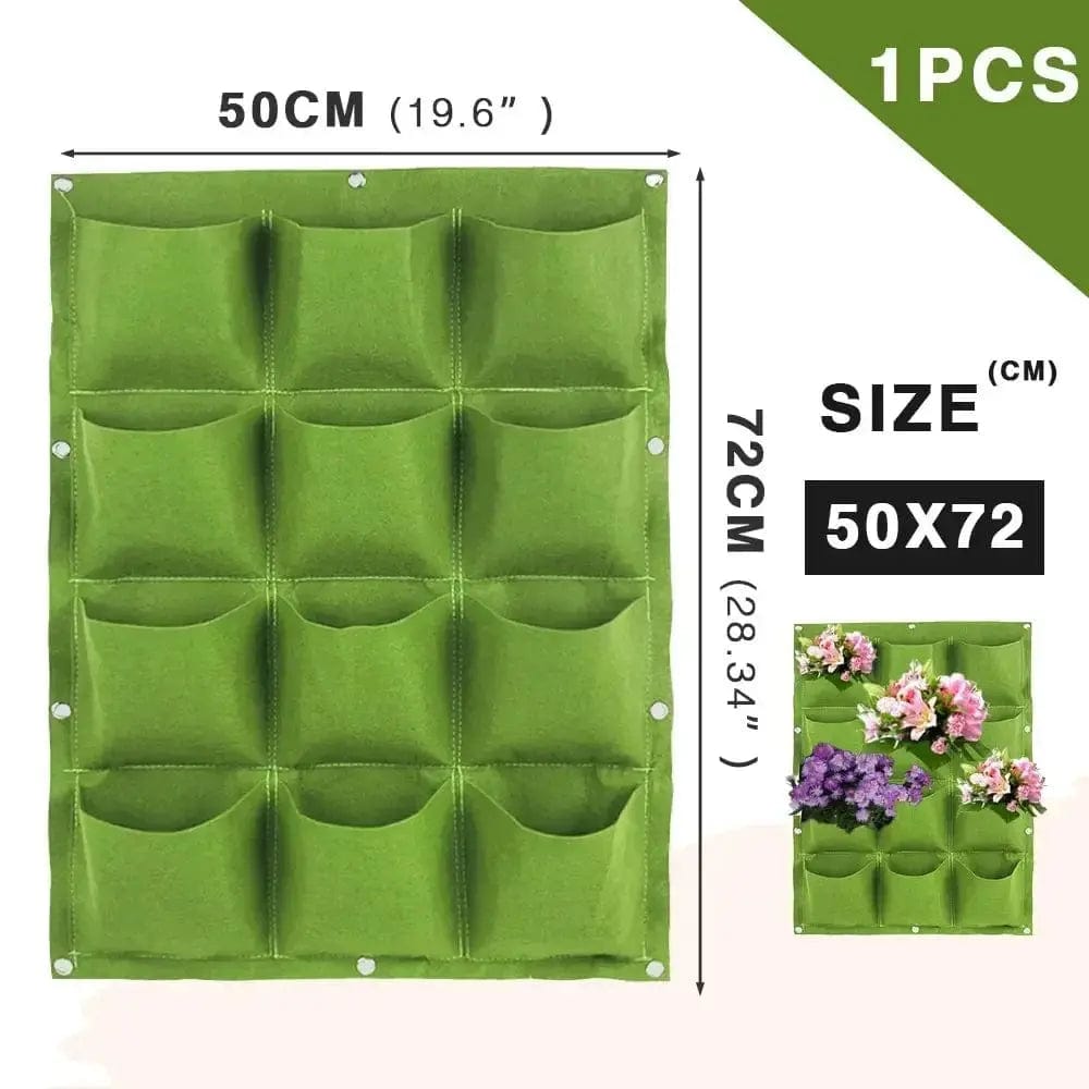 Essentialshouses Green 12 Pockets Wall Hanging Pockets Planting Pot