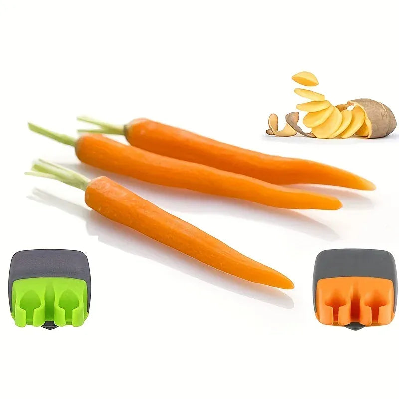 Essentialshouses Green 1pc Stainless Steel Handheld Vegetable Peeler with Rubber Finger Grip Comfortable Palm Peeler Suitable for Carrots, Etc