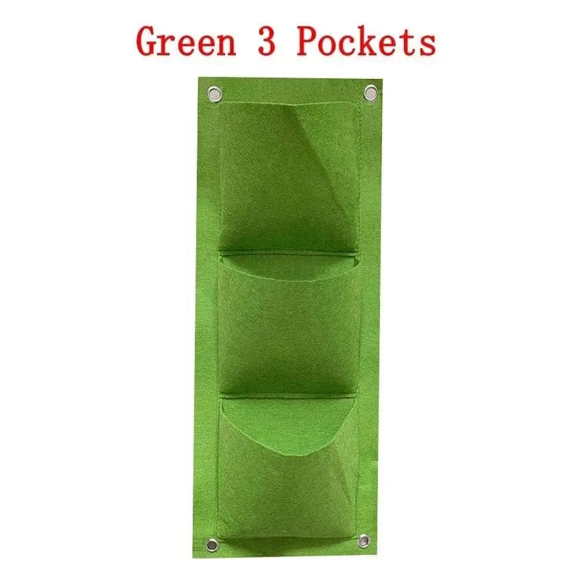Essentialshouses Green 3 Pockets Wall Hanging Pockets Planting Pot