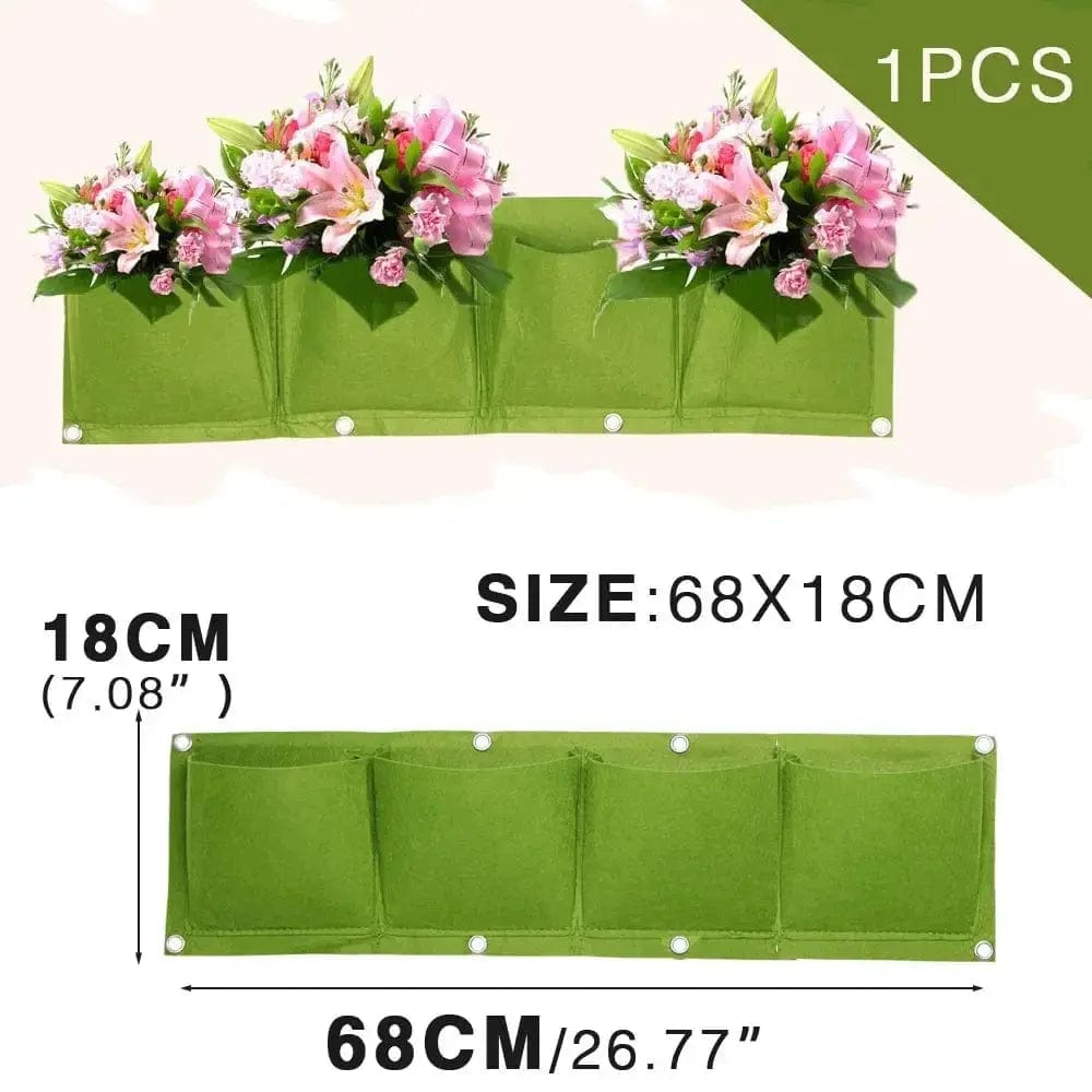 Essentialshouses Green 4 Pockets Wall Hanging Pockets Planting Pot