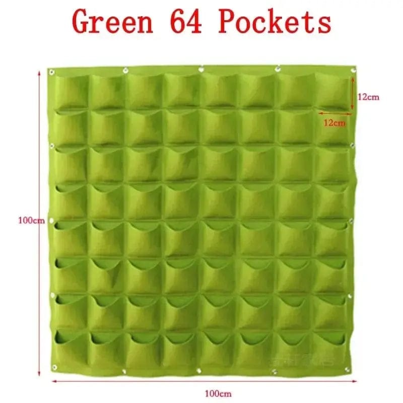 Essentialshouses Green 64 Pockets Wall Hanging Pockets Planting Pot