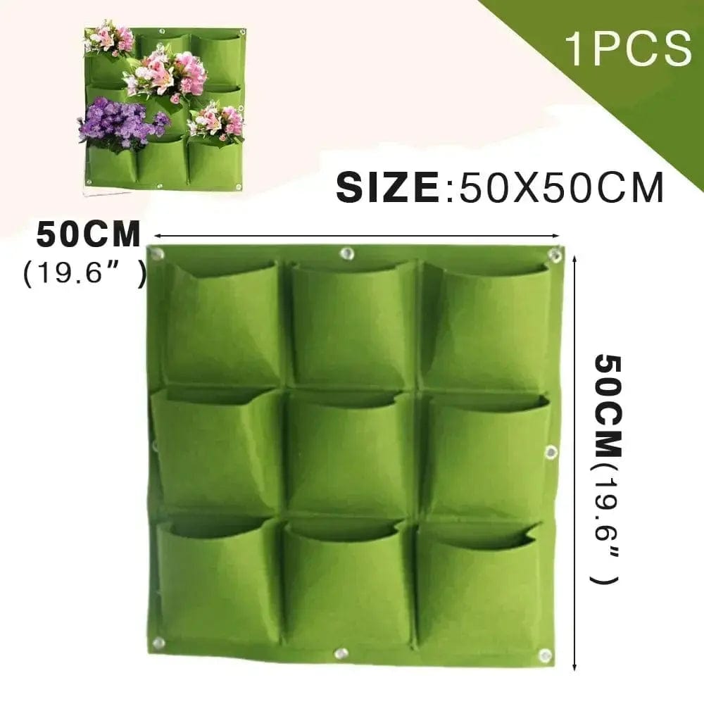 Essentialshouses Green 9 Pockets Wall Hanging Pockets Planting Pot