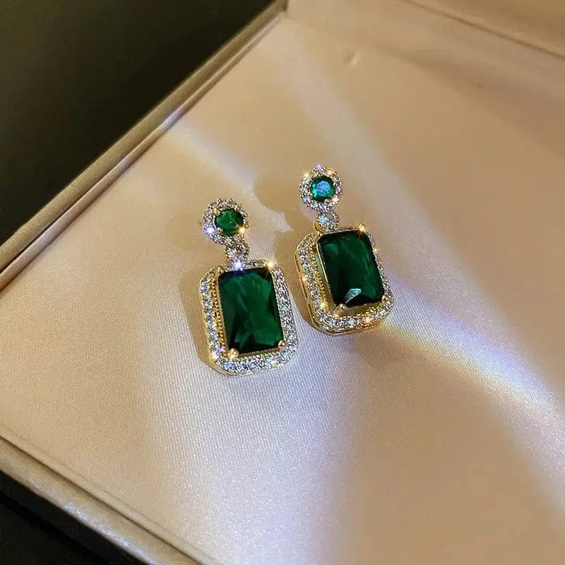 Essentialshouses Green earrings Emerald 18k Gold Plated Jewelry Sets