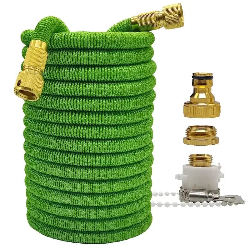 Essentialshouses Green hose / 50ft Double Metal Connector Pvc Reel Pipe