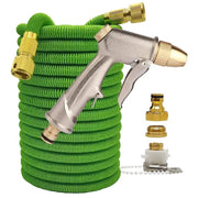 Essentialshouses Green hose with gun / 100ft Double Metal Connector Pvc Reel Pipe