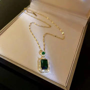 Essentialshouses Green necklace Emerald 18k Gold Plated Jewelry Sets