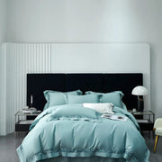Essentialshouses green / Queen Size 4pcs Pure White Egyptian Cotton Bedding Set