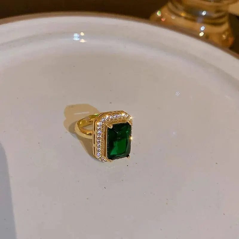 Essentialshouses Green rings Emerald 18k Gold Plated Jewelry Sets