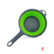Essentialshouses Green S LMETJMA Silicone Collapsible Colander with Handle Kitchen Folding Strainer Colander for Draining Pasta Vegetable Fruit JT111