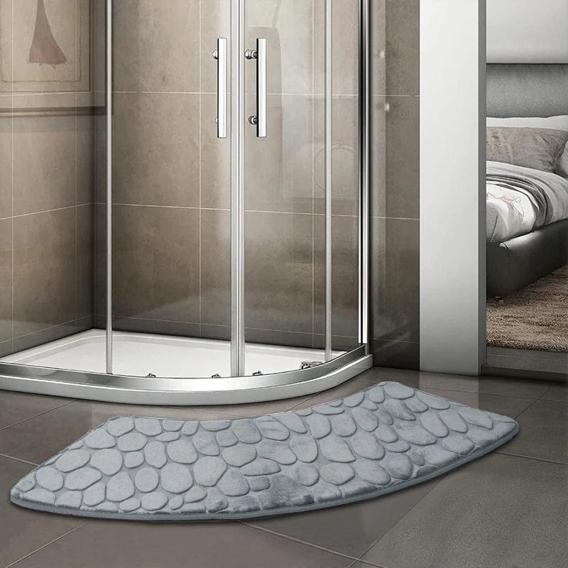 Essentialshouses grey-1xSector mat 🛁 Cobblestone Embossed Memory Foam Bath Mat – Soft, Supportive, and Safe
