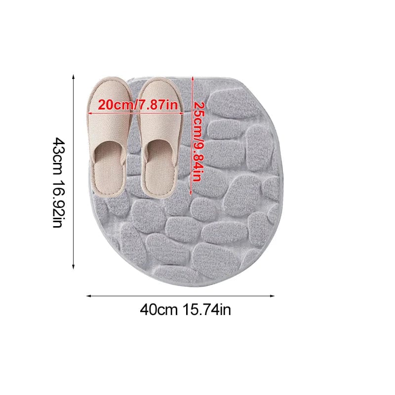 Essentialshouses grey-1xToilet lid 🛁 Cobblestone Embossed Memory Foam Bath Mat – Soft, Supportive, and Safe
