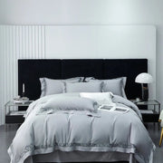 Essentialshouses grey / Queen Size 4pcs Pure White Egyptian Cotton Bedding Set