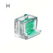 Essentialshouses H Acrylic Storage Box with Lid Qtip Holder Dispenser Clear Plastic Jar Makeup Organizer Bathroom Canister Storage Organization