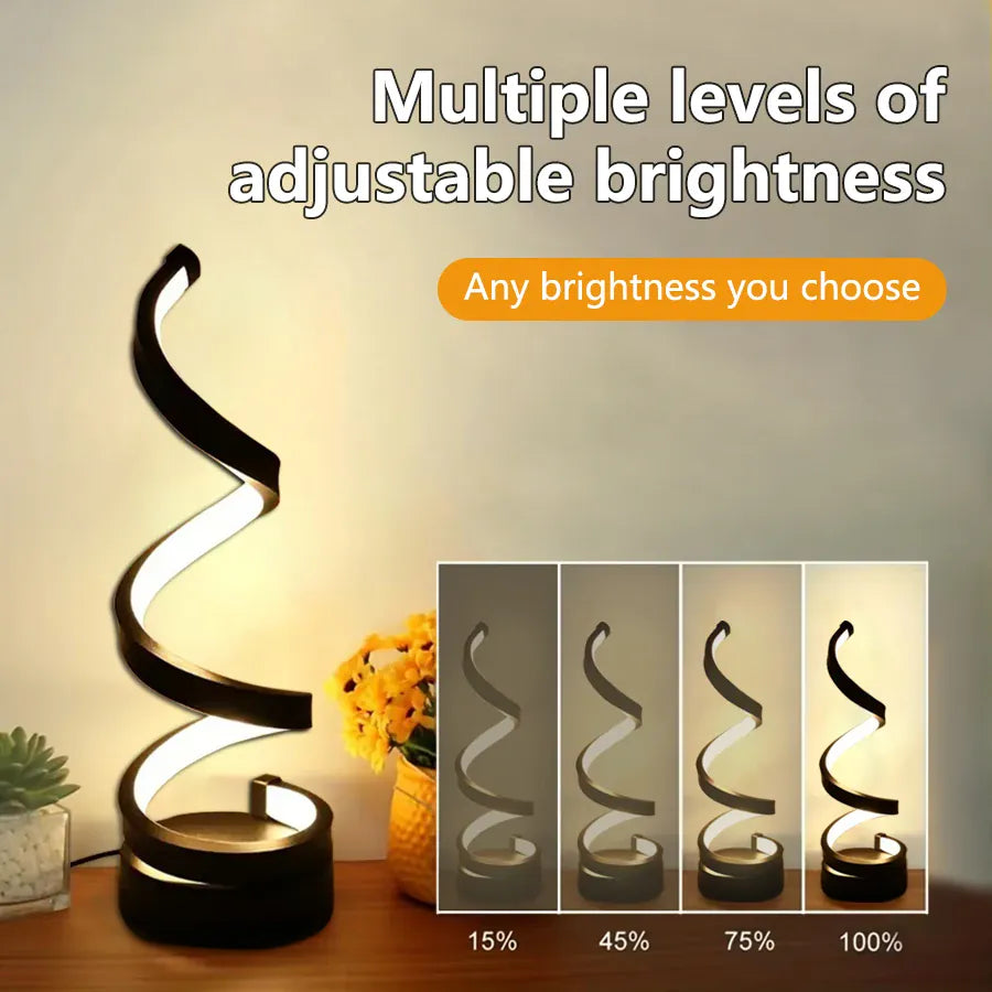 Essentialshouses Home Accents & Wall Art USB Plug In Creative Spiral LED Night Light Dimmable 3 Colors Adjustable For Living Room Office Desk Table Bedroom Bedside Decor
