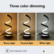Essentialshouses Home Accents & Wall Art USB Plug In Creative Spiral LED Night Light Dimmable 3 Colors Adjustable For Living Room Office Desk Table Bedroom Bedside Decor