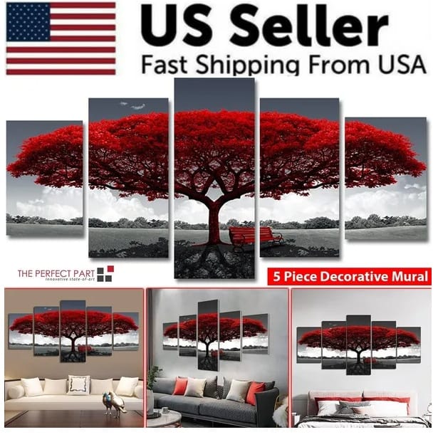 Essentialshouses Home & Décor 5PCS 5Pcs Canvas Print Paintings Landscape Pictures Wall Art Modern Living Room Decor